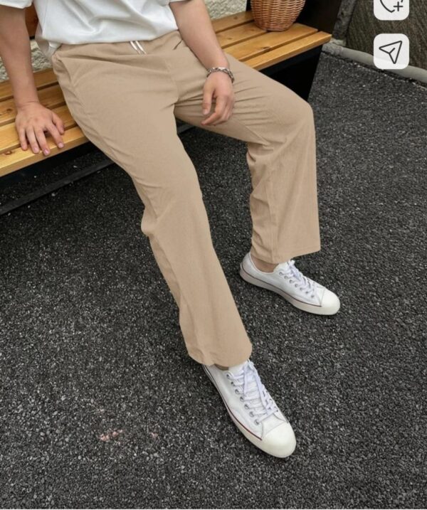 Men Self Design, Striped Beige Track Pants